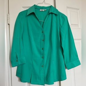 Teal Buttoned Up Long-sleeved Top